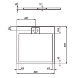 Ideal Standard i.life Ultraflat S E2962FV Square Shower Tray Jet Black 800mm x 800mm x 30mm