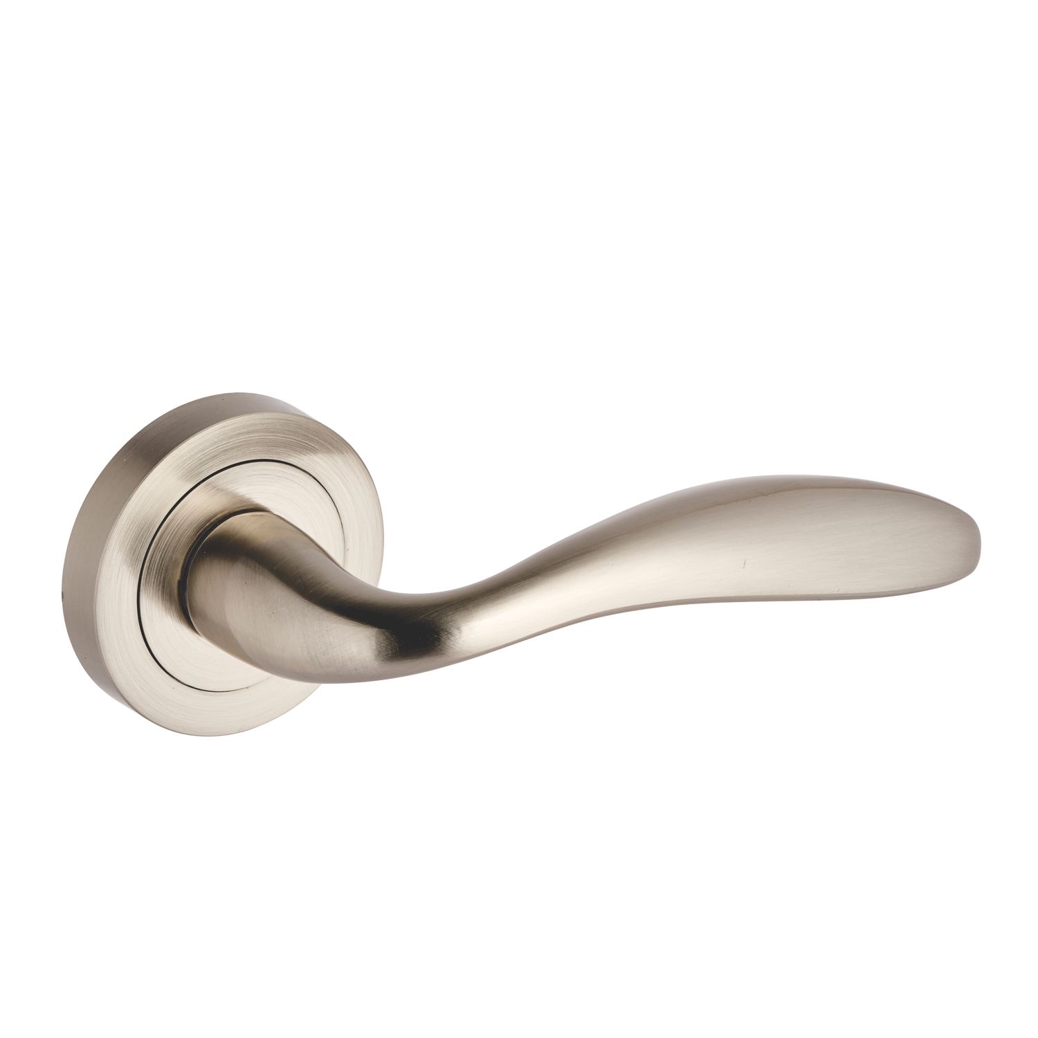 Smith & Locke Beadnell Fire Rated Lever on Rose Door Handles Pair Brushed Nickel (427HY)