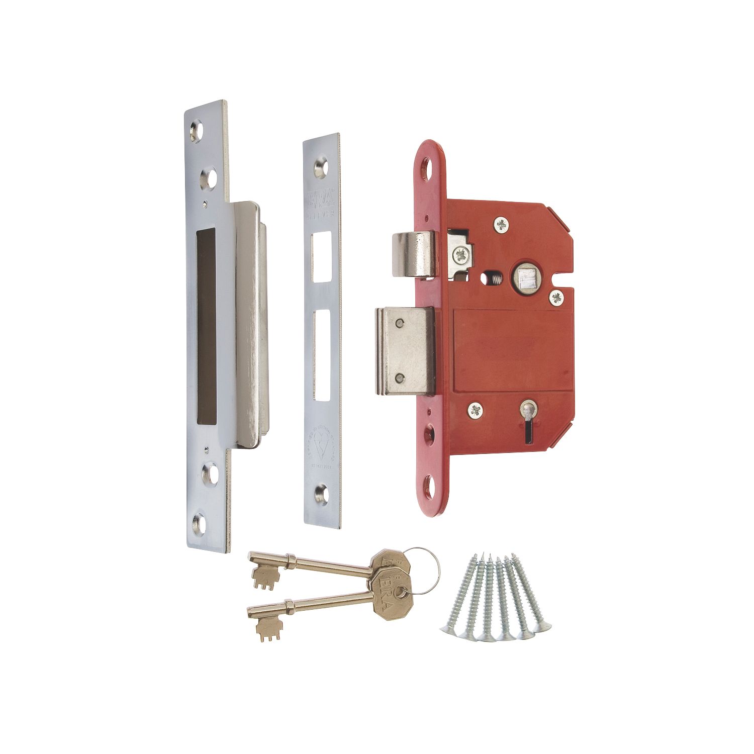 ERA Fire Rated 5 Lever Chrome BS Mortice Sashlock 64mm Case - 44mm Backset (427KR)