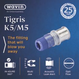 Wavin Tigris K5 Multi-Layer Composite Press-Fit Adapting Male Coupler 0.5" x 20mm 10 Pack