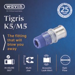 Wavin Tigris K5 Multi-Layer Composite Press-Fit Adapting Male Couplers 0.5" x 20mm 10 Pack