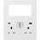 Knightsbridge SFR994MW 13A 2-Gang DP Combination Plate + 4.0A 18W 2-Outlet Type A & C USB Charger Matt White with White Inserts