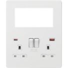 Knightsbridge SFR994MW 13A 2-Gang DP Combination Plate + 4.0A 18W 2-Outlet Type A & C USB Charger Matt White with White Inserts