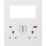 Knightsbridge SFR994MW 13A 2-Gang DP Combination Plate + 4.0A 18W 2-Outlet Type A & C USB Charger Matt White with White Inserts