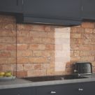 Splashback  Clear with Satin Chrome Caps Kitchen Splashback 900mm x 700mm x 6mm