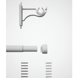 Rothley Matt White Extendable Curtain Pole with Stud Finials 28mm x 125-216cm