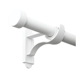 Rothley Matt White Extendable Curtain Pole with Stud Finials 28mm x 125-216cm