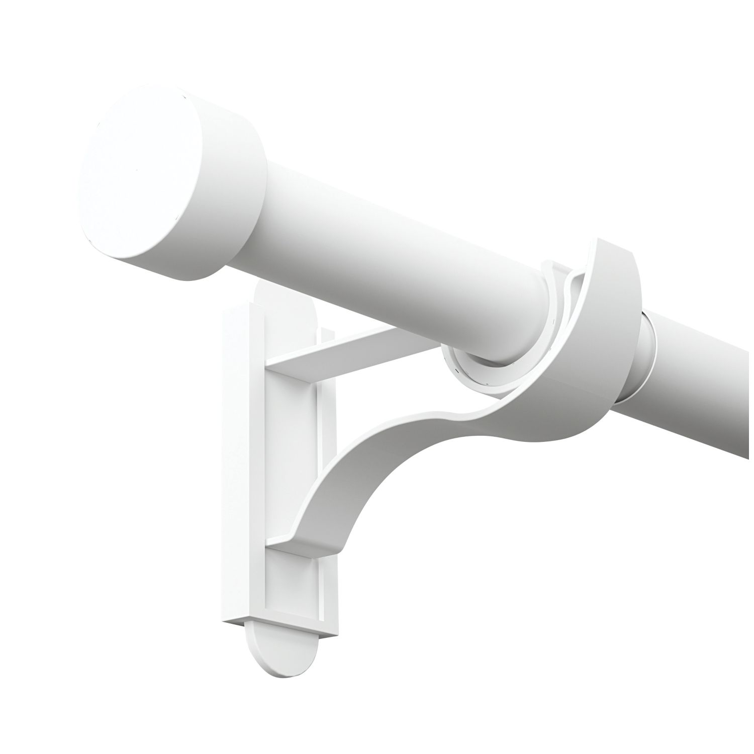 Rothley Matt White Extendable Curtain Pole with Stud Finials 28mm x 125-216cm (427YU)