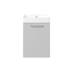 Ohio 1-Door Cloakroom Vanity Unit with Ceramic Basin Gloss Grey 410mm x 220mm x 600mm