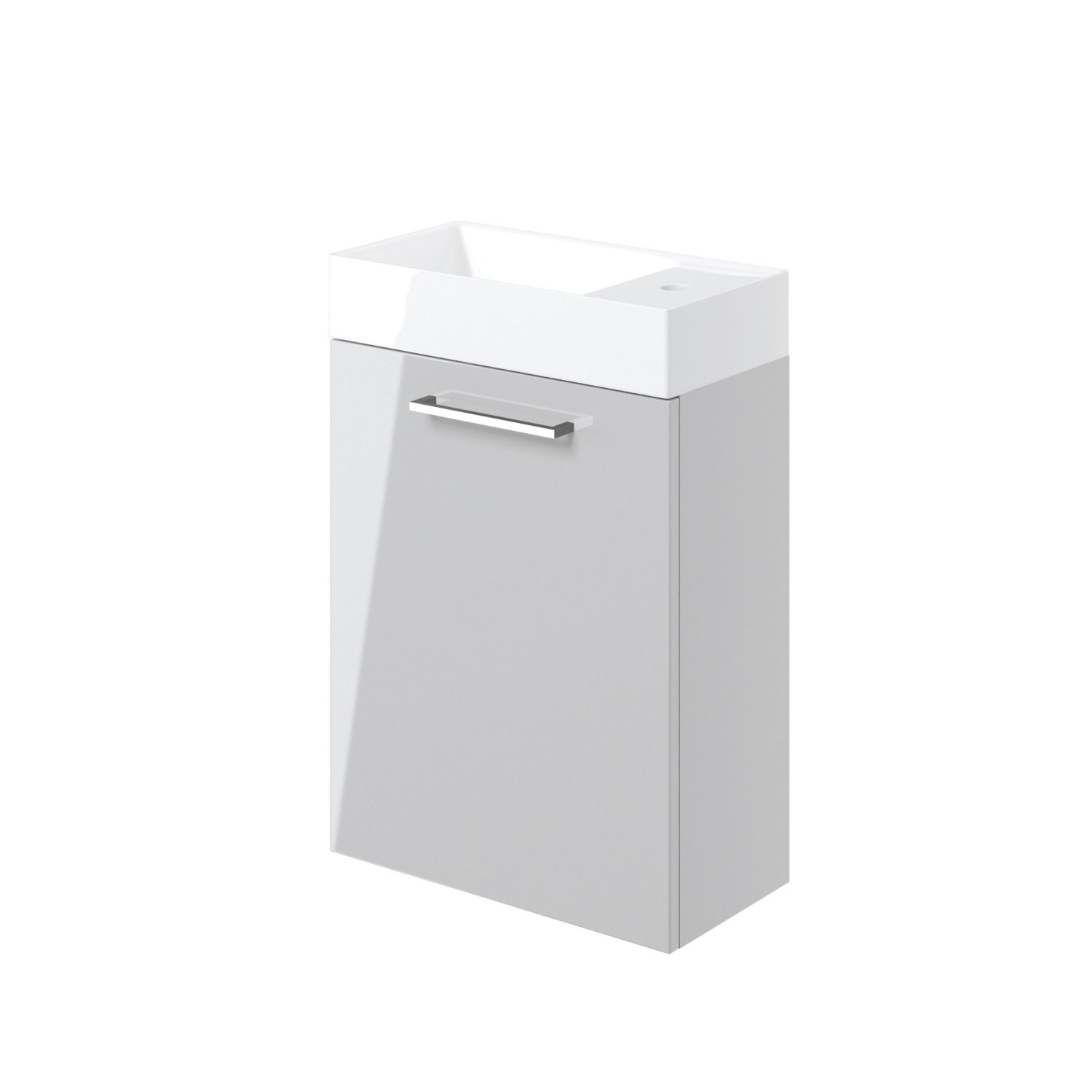 Ohio 1-Door Cloakroom Vanity Unit with Ceramic Basin Gloss Grey 410mm x 220mm x 600mm (428AE)