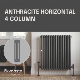 Flomasta 600mm x 605mm 3386BTU Anthracite Horizontal 4 Column Radiator