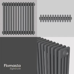 Flomasta 600mm x 605mm 3386BTU Anthracite Horizontal 4 Column Radiator