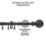 Renaissance Black Curtain Pole 16/13mm x 120-210cm