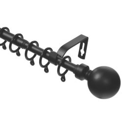 Renaissance Black Curtain Pole 16/13mm x 120-210cm