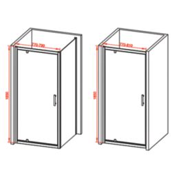 Framed Rectangular Pivot Shower Door Polished Silver 800mm x 1850mm