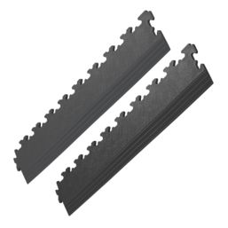 Garage Floor Tile Company X Joint Interlocking Edge Ramps Black 497mm x 90mm 2 Pack