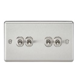 Knightsbridge  10AX 4-Gang 2-Way Light Switch  Brushed Chrome