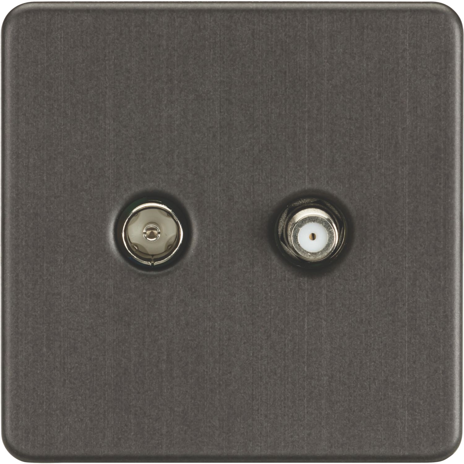 Knightsbridge 2-Gang Isolated Coaxial TV & F-Type Satellite Socket Smoked Bronze (428TY)