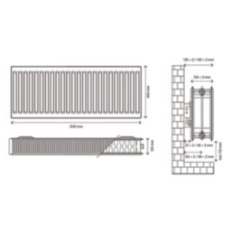 Flomasta 400mm x 1200mm 4987BTU White Type 22 Convector Radiator