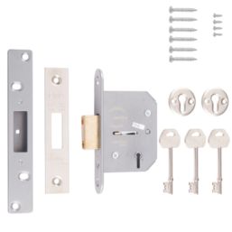 ERA  5 Lever Satin Nickel Mortice Deadlock 64mm Case - 44mm Backset