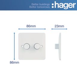 Hager WMDRP2KIT 2-Gang Modular Dimmer Switch White