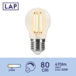 LAP  E27 Mini Globe LED Light Bulb Clear 470lm 2.9W 4 Pack