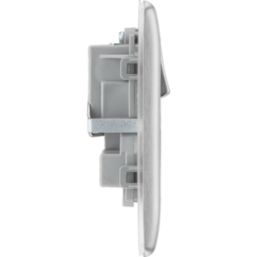 British General Nexus Metal 13A 2-Gang DP Switched Plug Sockets Brushed Steel  with Grey Inserts 5 Pack