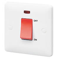 MK Base 32A 1-Gang DP Control Switch White with Neon with Red Inserts