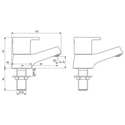 Ideal Standard Calista  Chrome 70mm Cloakroom Lever 2 Tap Holes Basin Pillar Tap