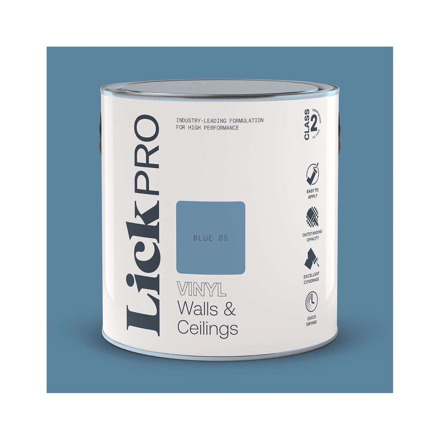 LickPro 2.5Ltr Blue 05 Vinyl Matt Emulsion Paint (429TM)