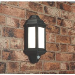 Saxby Halbury Outdoor LED Wall Light With PIR Sensor Matt Black 7W 500lm