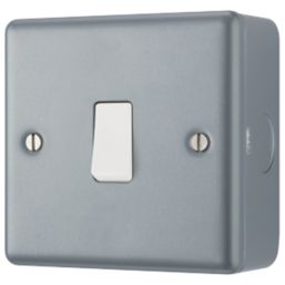 British General  20A 16AX 1-Gang Metal Clad Intermediate Light Switch Grey