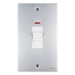 Schneider Electric Ultimate Low Profile 50A 2-Gang DP Control Switch Brushed Chrome with Neon with White Inserts