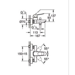Grohe Dice Matt Black 137mm Wall Mounted Single Control Manual Mixer Tap