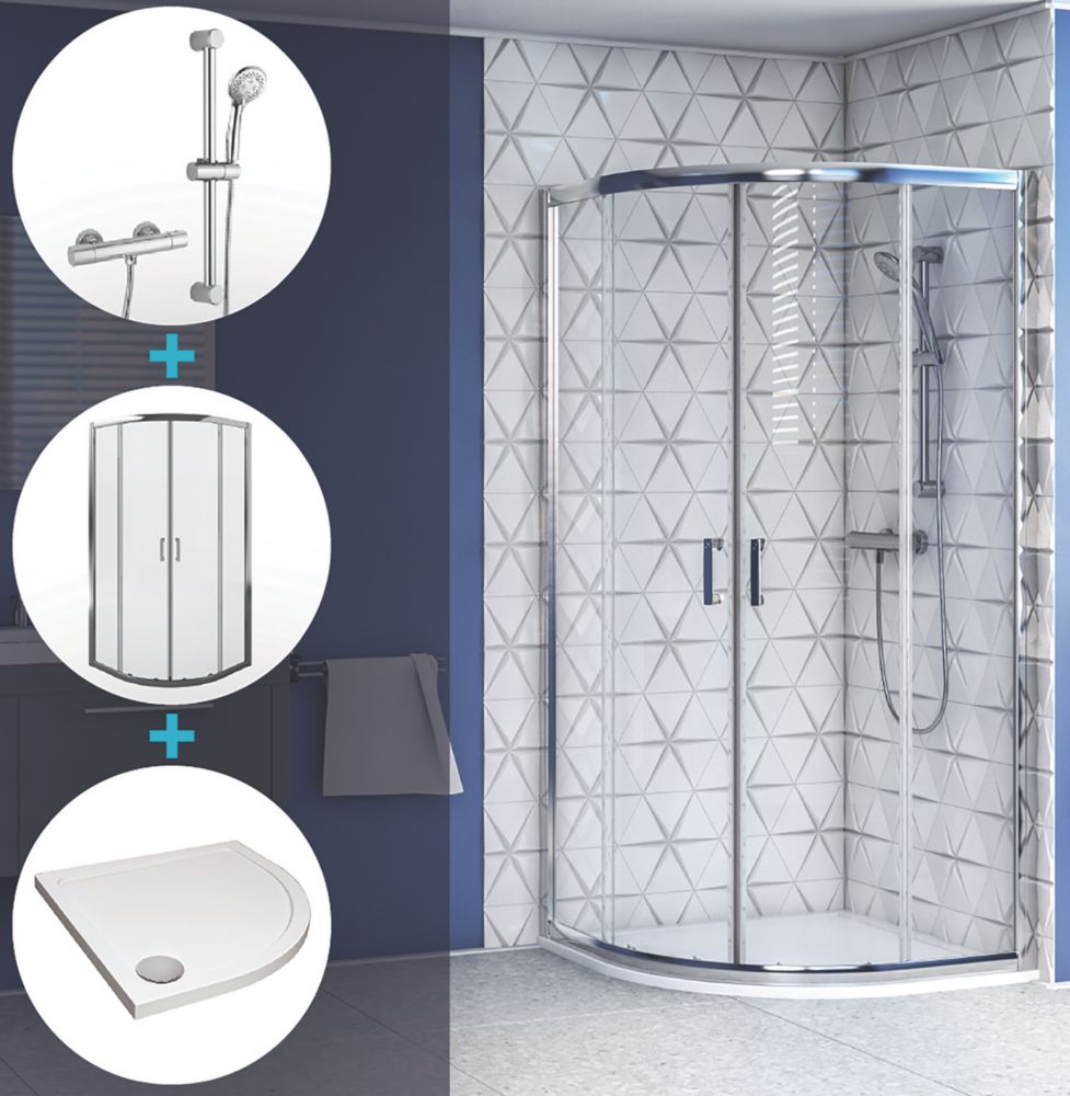 Aqualux Shine 6 Shower Enclosure with Tray & Thermostatic Mixer Shower