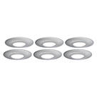 4lite  Fixed  Fire Rated GU10 Downlight Satin Chrome 6 Pack