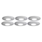 4lite  Fixed  Fire Rated GU10 Downlights Satin Chrome 6 Pack