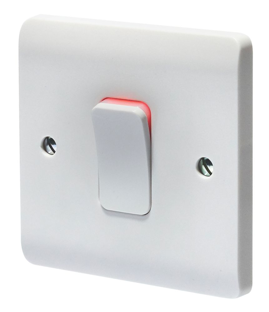 Crabtree Instinct 50A 1-Gang DP Control Switch White with LED
