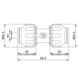 Flomasta  Plastic Push-Fit Equal Straight Couplers 10mm 5 Pack