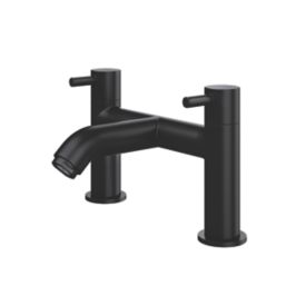 ETAL Bounce Matt Black 142mm Deck Mounted Lever 2 Tap Holes Bath Mixer Tap