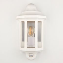 LAP  Outdoor Half Lantern Wall Light With PIR Sensor White