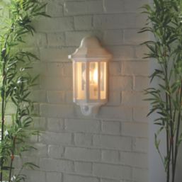 LAP  Outdoor Half Lantern Wall Light With PIR Sensor White