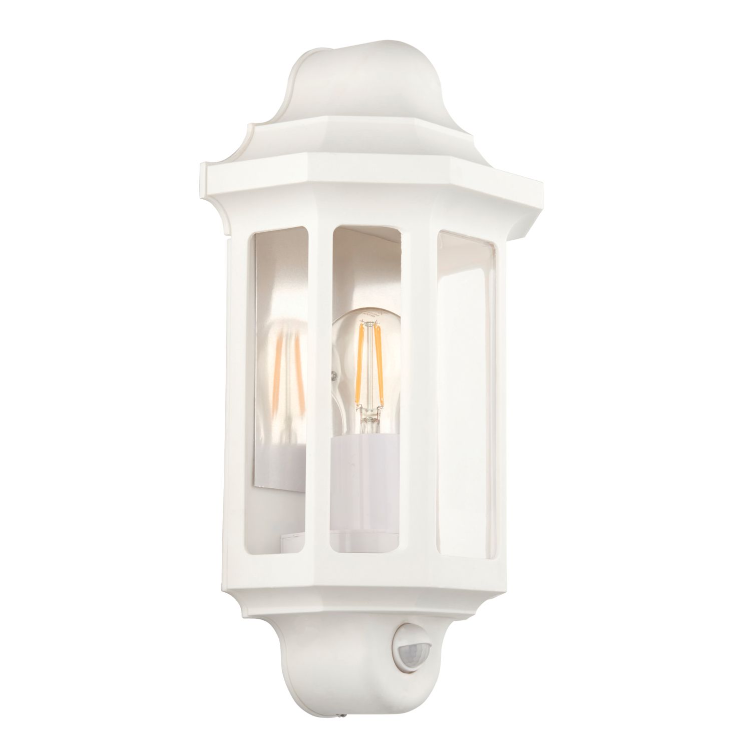 LAP Outdoor Half Lantern Wall Light With PIR Sensor White (430PG)