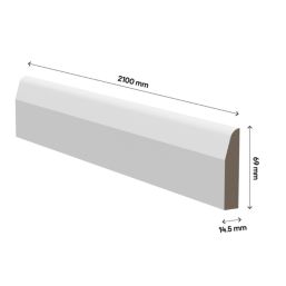 Essentials Primed MDF Chamfered Architrave 2100mm x 69mm x 14.5mm 5 Pack