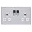 Arlec  13A 2-Gang SP Switched Socket Polished Chrome  with White Inserts