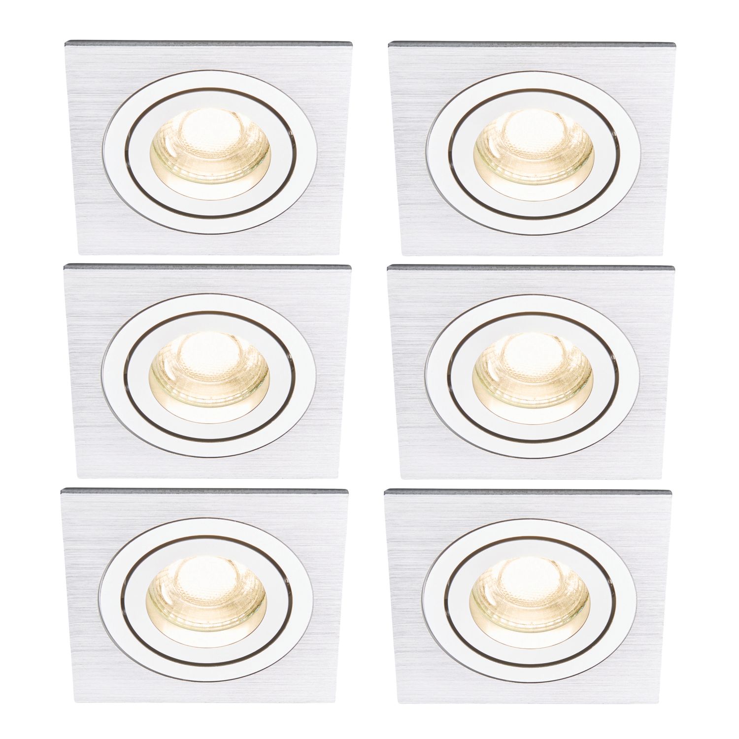 Inlight Pasto Adjustable Square Downlights Satin Nickel 6 Pack (430VJ)