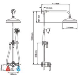 Mira Realm ERD Rear-Fed Exposed Chrome Effect Thermostatic Mixer Shower with Diverter