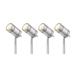 Vista Outdoor LED Spike Light Kit Brushed Silver 12W 420lm 4 Pack