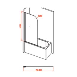 Semi-Framed Chrome Bath Screen Reversible 800mm x 1500mm