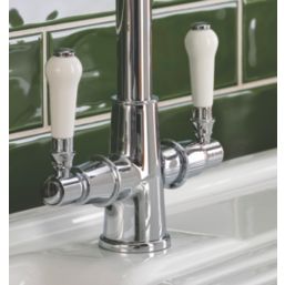 Streame by Abode Keswick Swan Neck Dual Lever Mono Mixer Brushed Nickel